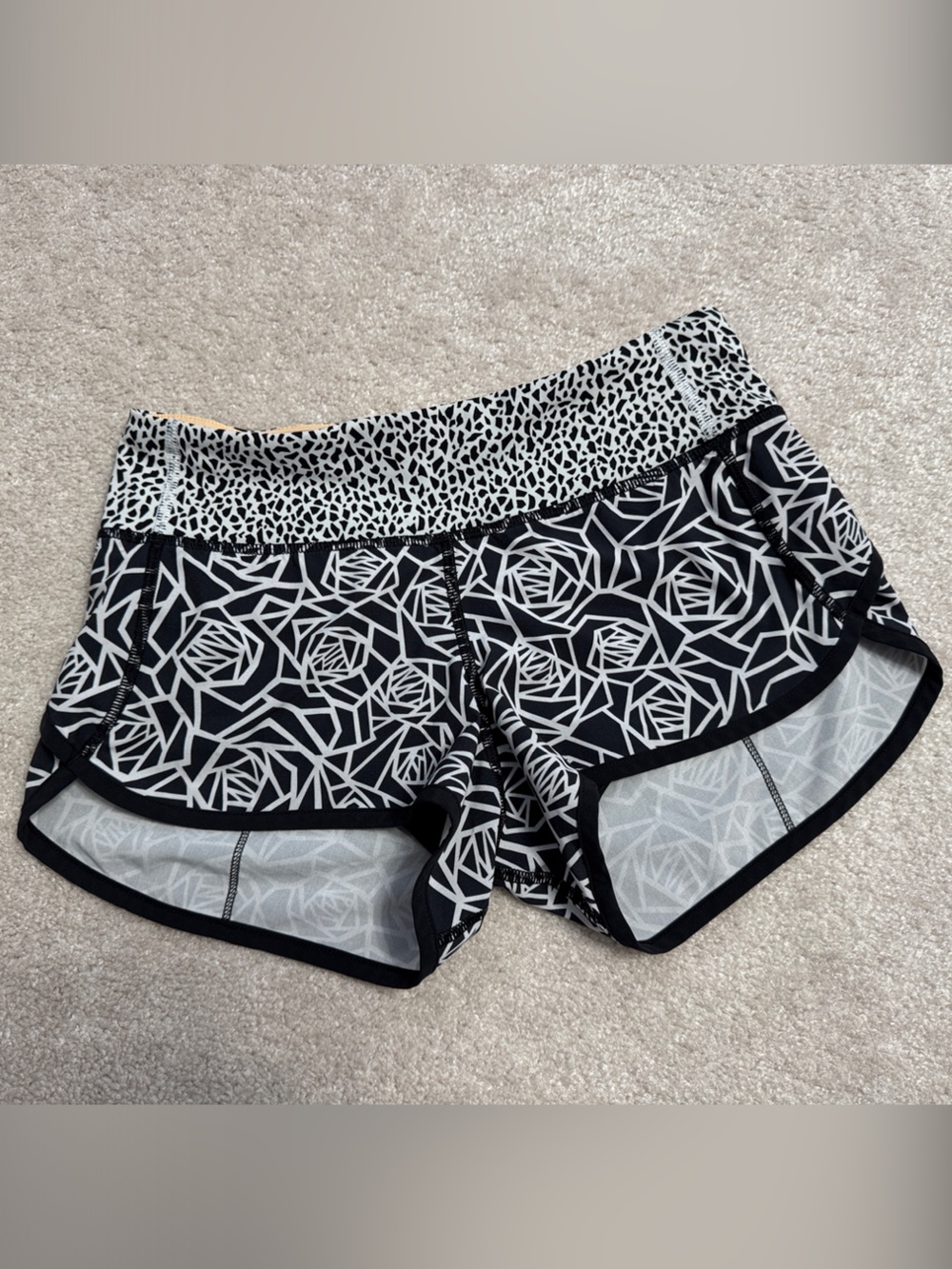 lululemon athletica Black & White Geometric Running Shorts